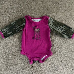 Carhartt Magenta Bodysuit with Green Camo Sleeves